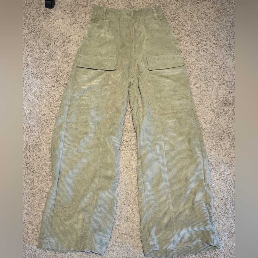 Olive Corduroy Cargo Pants